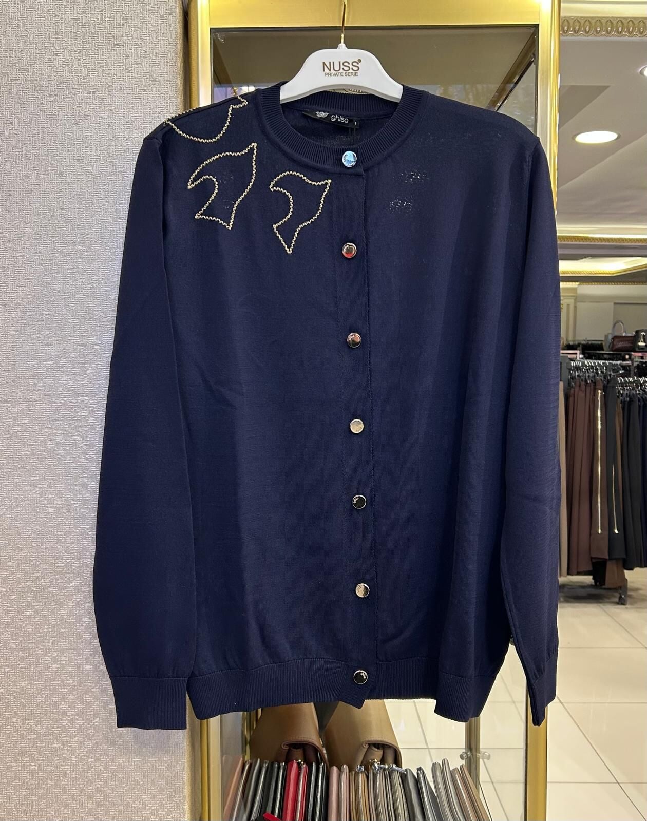 OMZU VE SIRTI KUŞ İŞLEMELİ MERSERİZE HIRKA/ GHISA