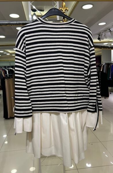 ÜZERİ ÇİZGİLİ ÖRME KUMAŞ GÖMLEK DTY. TUNİK /SEÇİL