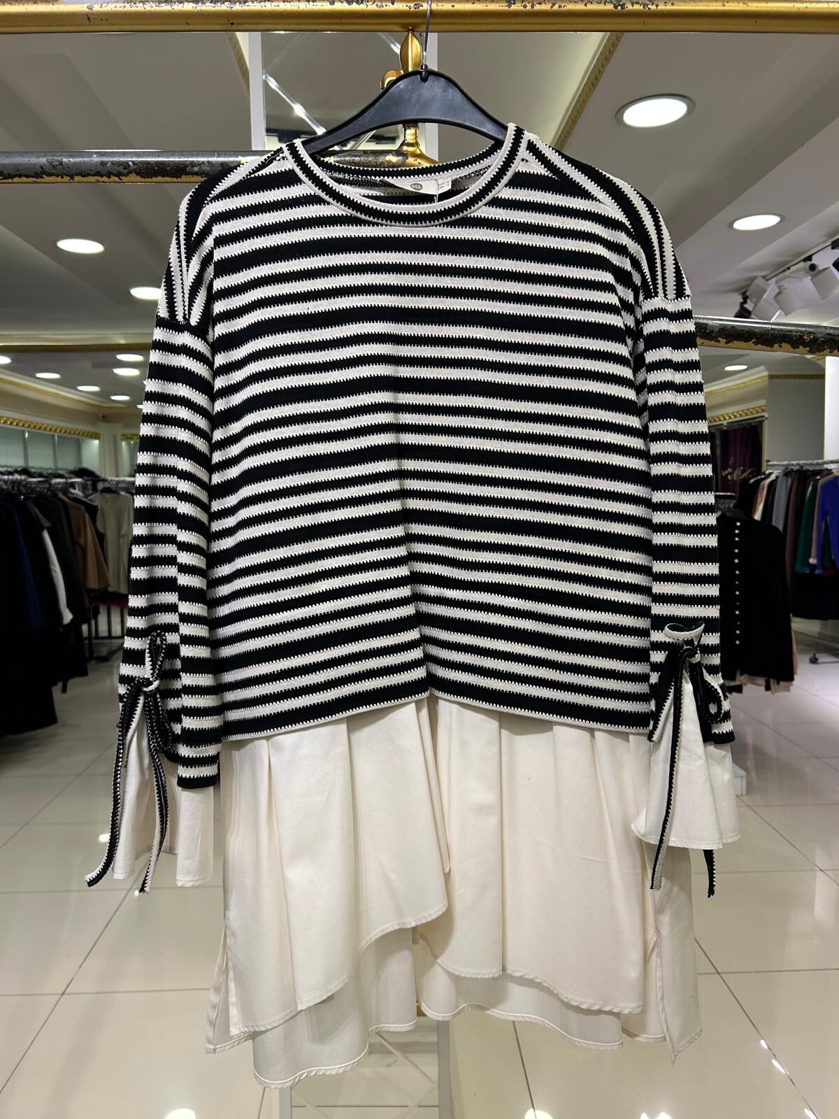 ÜZERİ ÇİZGİLİ ÖRME KUMAŞ GÖMLEK DTY. TUNİK /SEÇİL