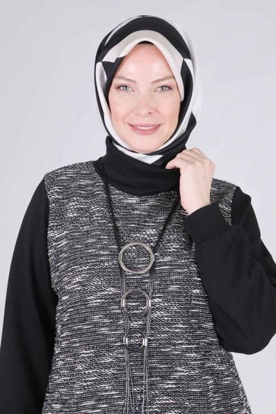 Büyük Beden Tesettür Aksesuarlı Pantolonlu Takım/BEHREM