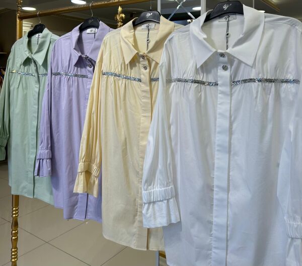 TAŞLI ŞERİTLİ BÜZGÜ DTY. GÖMLEK /TIĞTRİKO