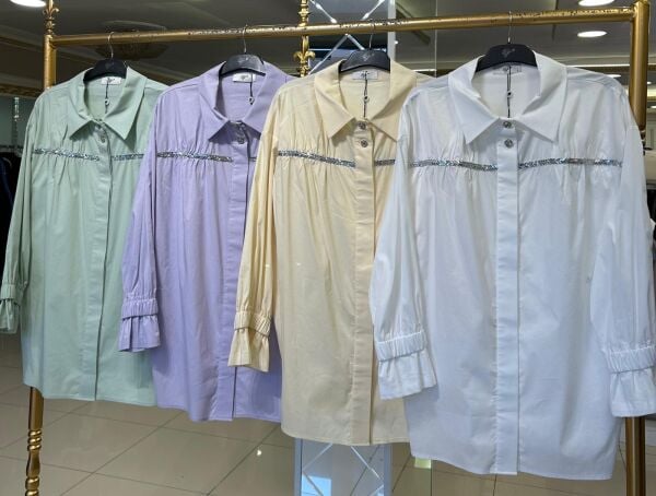 TAŞLI ŞERİTLİ BÜZGÜ DTY. GÖMLEK /TIĞTRİKO