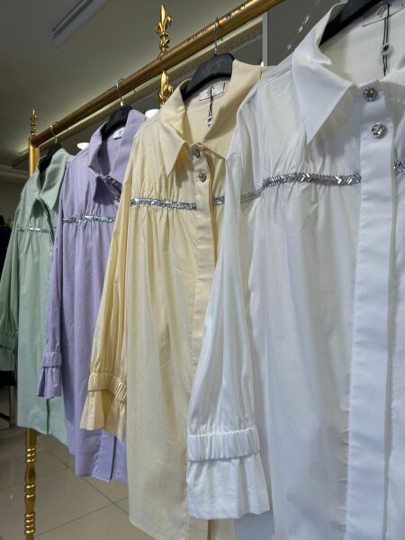 TAŞLI ŞERİTLİ BÜZGÜ DTY. GÖMLEK /TIĞTRİKO