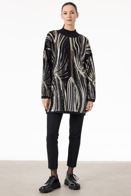 DESENLİ VE PAYETLİ TRİKO TUNİK/TIĞTRİKO