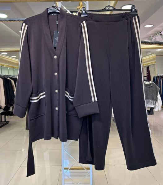 HIRKASI VE PANTOLONU ŞERİTLİ MODAL TAKIM/ GHISA 9287
