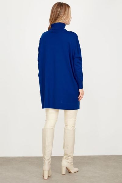Balıkçı Yaka Oversize Basic Triko Tunik SAKS