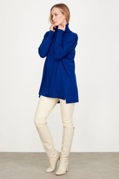 Balıkçı Yaka Oversize Basic Triko Tunik SAKS