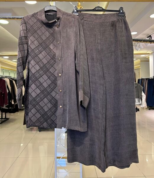 EKOSE DTY. KENDİNDEN SİMLİ PANTOLONLU TAKIM/ GHISA 9497