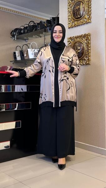 ÇİFT RENKLİ DESENLİ SATEN HIRKA/GHISA