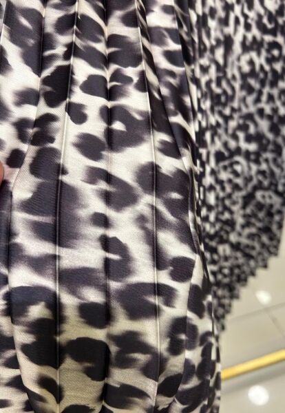 SATEN LEOPAR DESENLİ PİLİSE ETEK /SEÇİL