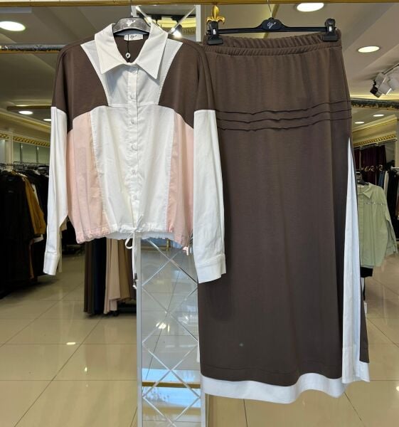 KONTRAST PARÇALI GÖMLEK ETEK TAKIM/ TIĞTRİKO