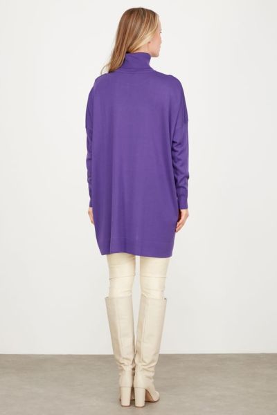 Balıkçı Yaka Oversize Basic Triko Tunik MOR