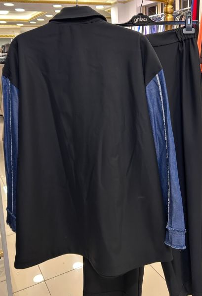 KURDELE İŞLEMELİ KOT DTY. PANTOLONLU TAKIM/GHISA