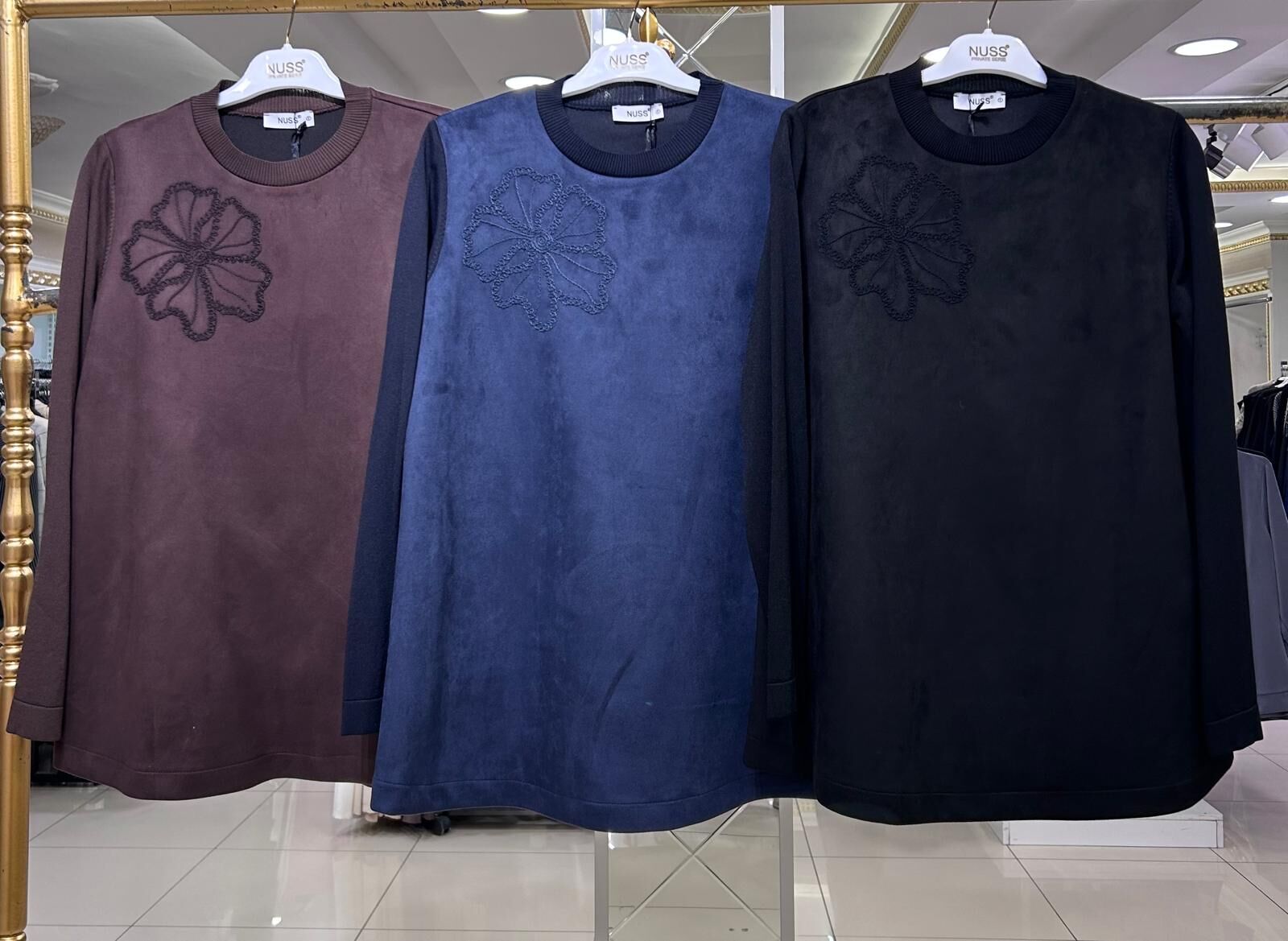 MERSERİZE KOMBİNLİ NUBUK KUMAŞ TUNİK/NUSS