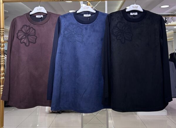 MERSERİZE KOMBİNLİ NUBUK KUMAŞ TUNİK/NUSS