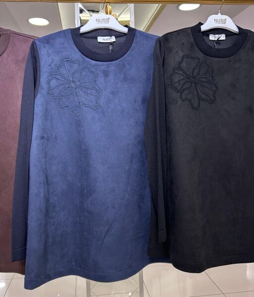 MERSERİZE KOMBİNLİ NUBUK KUMAŞ TUNİK/NUSS