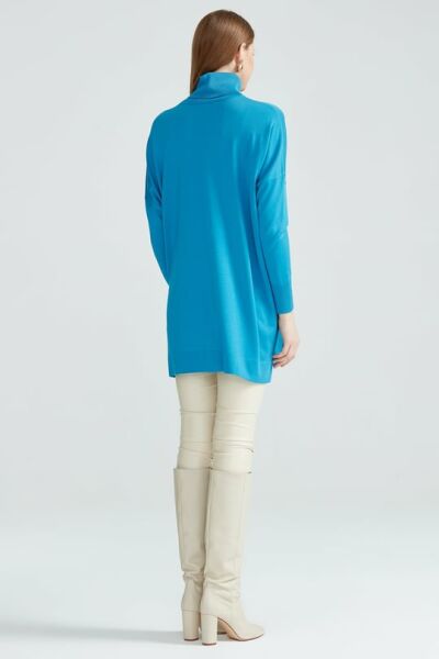 Balıkçı Yaka Oversize Basic Triko Tunik MAVİ