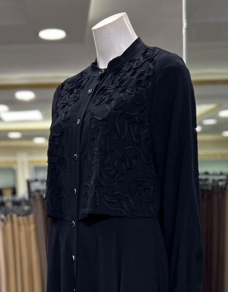 ÜZERİ NAKIŞ DTY. DÜĞMELİ MODAL ELBİSE /SEÇİL