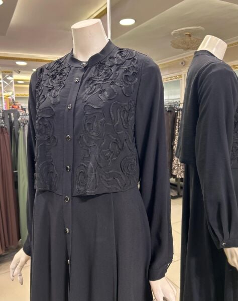 ÜZERİ NAKIŞ DTY. DÜĞMELİ MODAL ELBİSE /SEÇİL