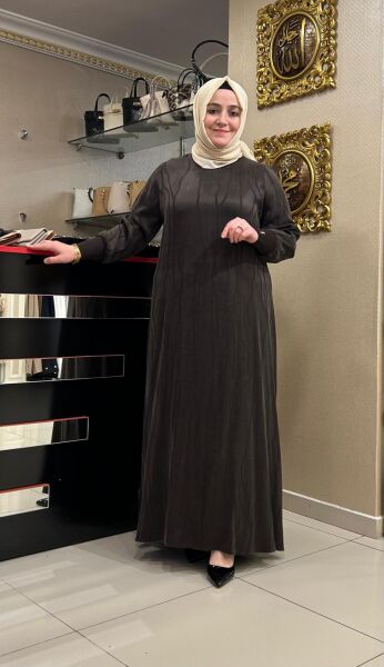 KENDİNDEN DESENLİ REGLAN KOL CUPRA ELBİSE/ DEFRİNA