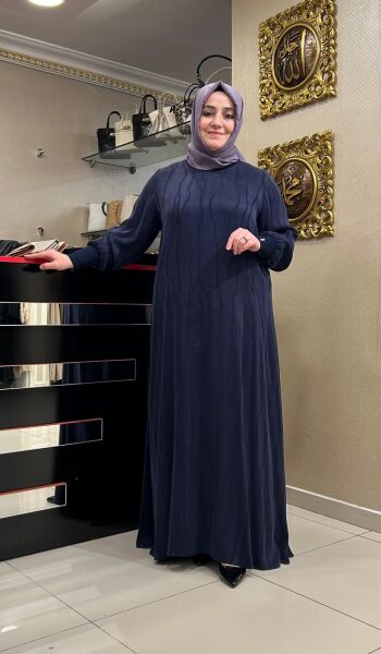 KENDİNDEN DESENLİ REGLAN KOL CUPRA ELBİSE/ DEFRİNA