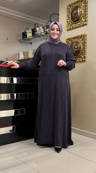 KENDİNDEN DESENLİ REGLAN KOL CUPRA ELBİSE/ DEFRİNA