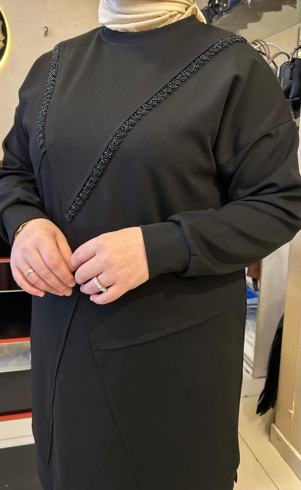 BONCUK İŞLEMELİ PAMUK KUMAŞ TUNİK /BEHREM