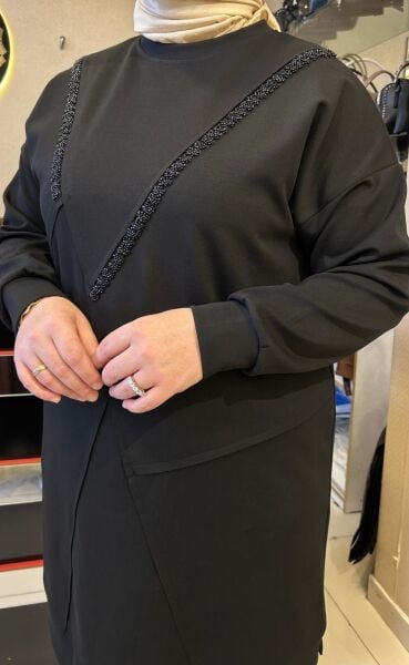 BONCUK İŞLEMELİ PAMUK KUMAŞ TUNİK /BEHREM