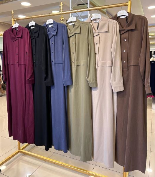 TENSEL KUMAŞ YAKALI ELBİSE/NUSS