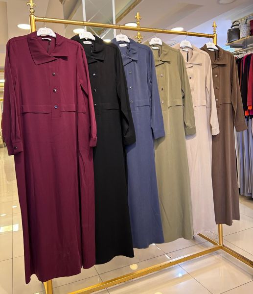 TENSEL KUMAŞ YAKALI ELBİSE/NUSS