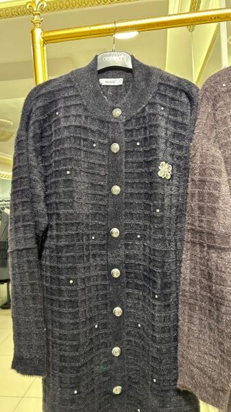 TAŞ İŞLEMELİ ÇITÇIT KAPAMA ANGORA HIRKA/NUSS