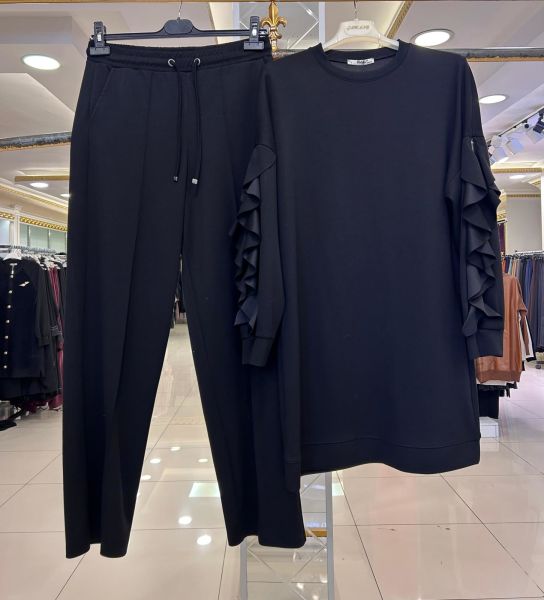 KOLLARI FIRFIR VE FERMUAR DTY. PANTOLONLU TAKIM/BELGİN