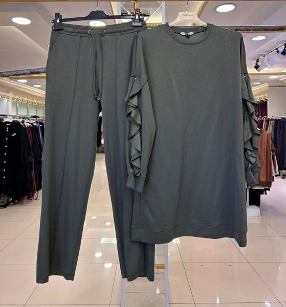 KOLLARI FIRFIR VE FERMUAR DTY. PANTOLONLU TAKIM/BELGİN