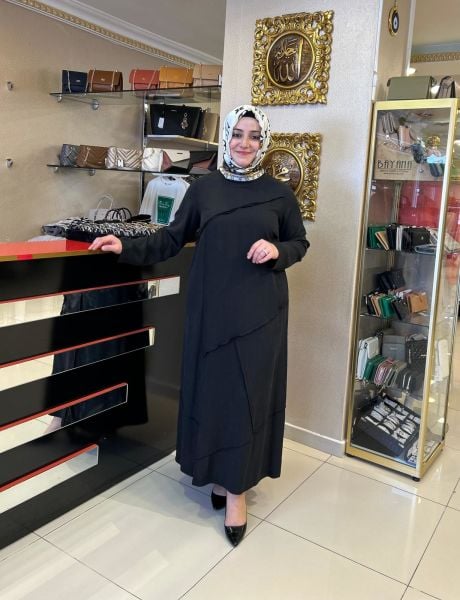 DİKİŞ DETAYLI TENCEL ELBİSE/ DEFRİNA