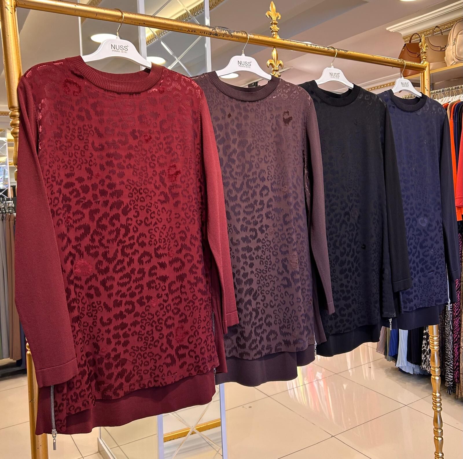 LEOPAR DESENLİ MERSERİZE TUNİK/ NUSS