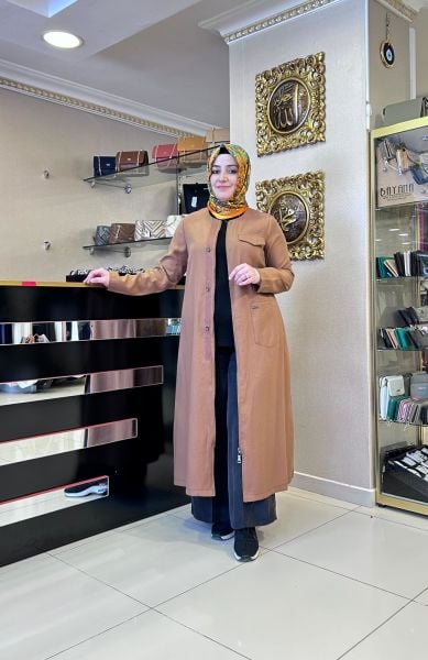 HALKA DETAYLI FERMUARLI CEKET