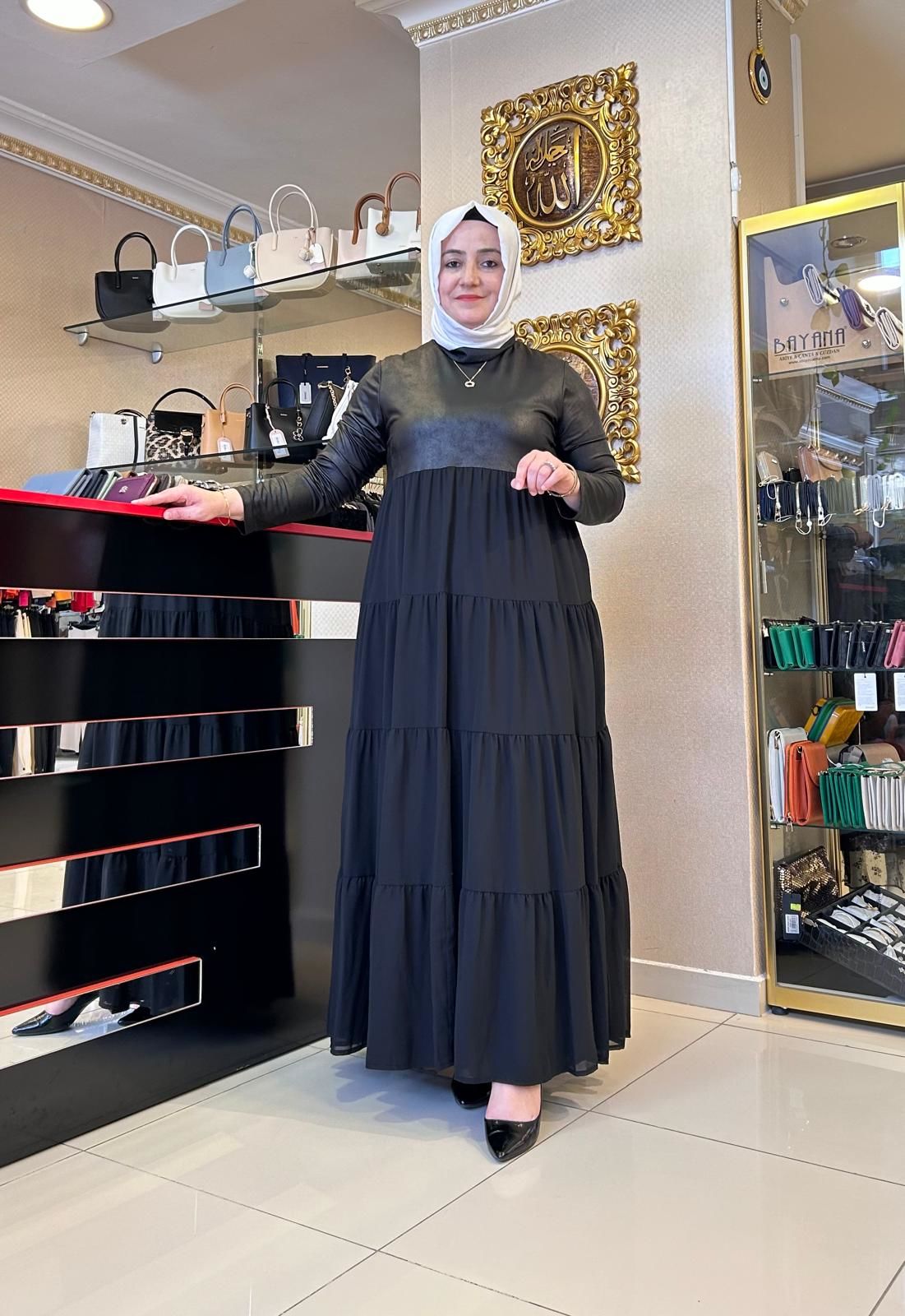 LATEKS DTY. ETEĞİ ŞİFON İÇLİKLİ ELBİSE/ NURCAN ÇETİN