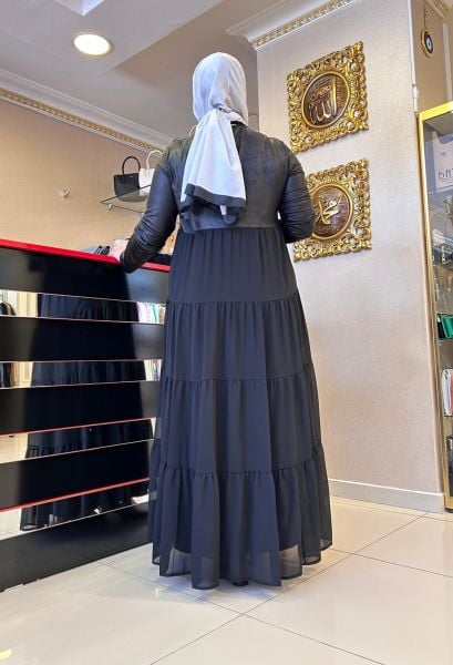 LATEKS DTY. ETEĞİ ŞİFON İÇLİKLİ ELBİSE/ NURCAN ÇETİN