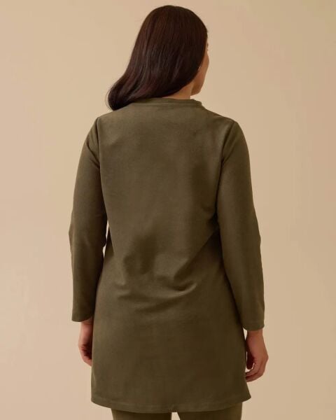 NUBUK KUMAŞ ASİMETRİK DESENLİ TUNİK PANTOLON TAKIM /SEÇİL