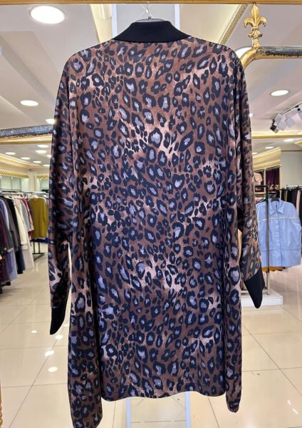 S﻿ATEN LEOPAR DESEN MERSERİZE BİRLEŞİMLİ TUNİK/GHISA