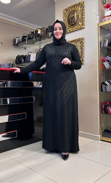 KENDİNDEN DESENLİ VE TAŞ DTY. ELBİSE/BELGİN