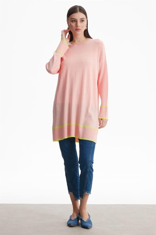 ÇİZGİ DETAYLI RAYON TUNİK POWDER