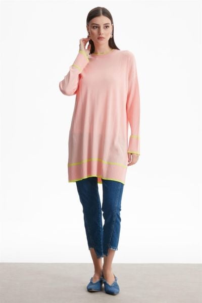 ÇİZGİ DETAYLI RAYON TUNİK POWDER