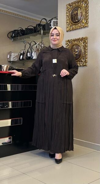 KENDİNDEN DESENLİ KOLYE DTY. VİSKON ELBİSE/ LISSMORE 