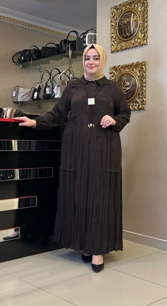 KENDİNDEN DESENLİ KOLYE DTY. VİSKON ELBİSE/ LISSMORE 