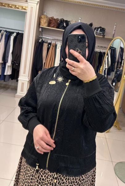 ﻿SATEN KIRIŞTIRMA CEKET VE LEOPAR ETEKLİ TAKIM/MÜSEMMA