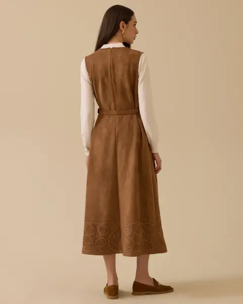 ETEK UCU DESENLİ SÜET JİLE ELBİSE/ SEÇİL