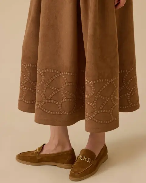 ETEK UCU DESENLİ SÜET JİLE ELBİSE/ SEÇİL