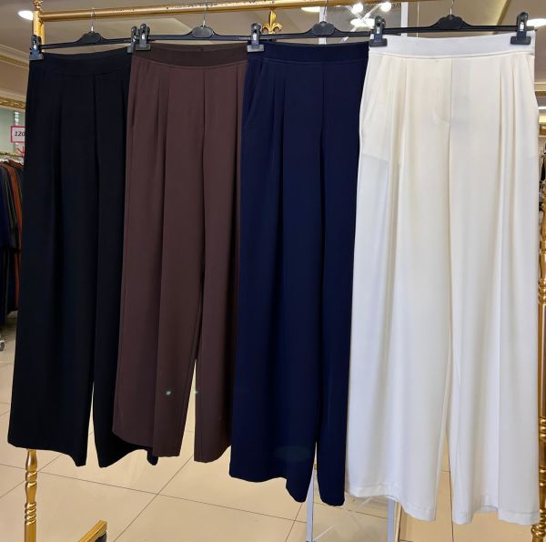 BELİ LASTİKLİ BOL PAÇA PANTOLON/SENTEZ