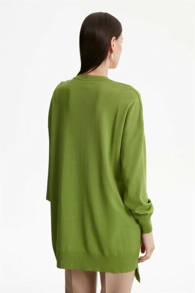 SIFIR YAKA KRUVAZE RAYON TUNİK ELMA YEŞİLİ